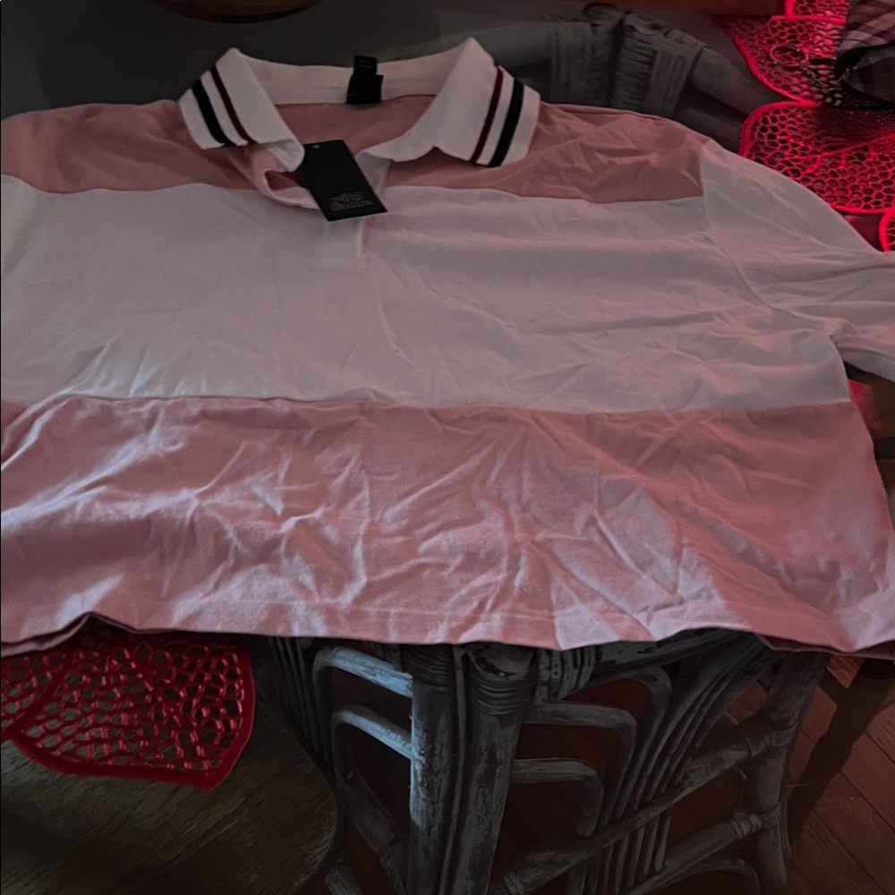 Wild Fable Pink and White Colorblock Polo Shirt